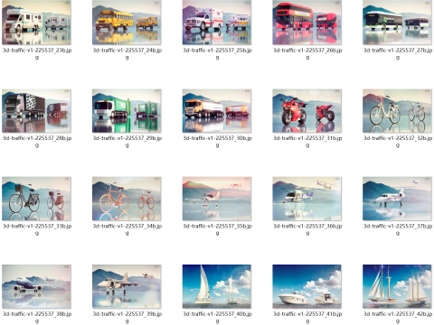 Una colección de 40 modos de transporte: automóviles, aviones, bicicletas, motocicletas, yates, veleros. Modelo 3D