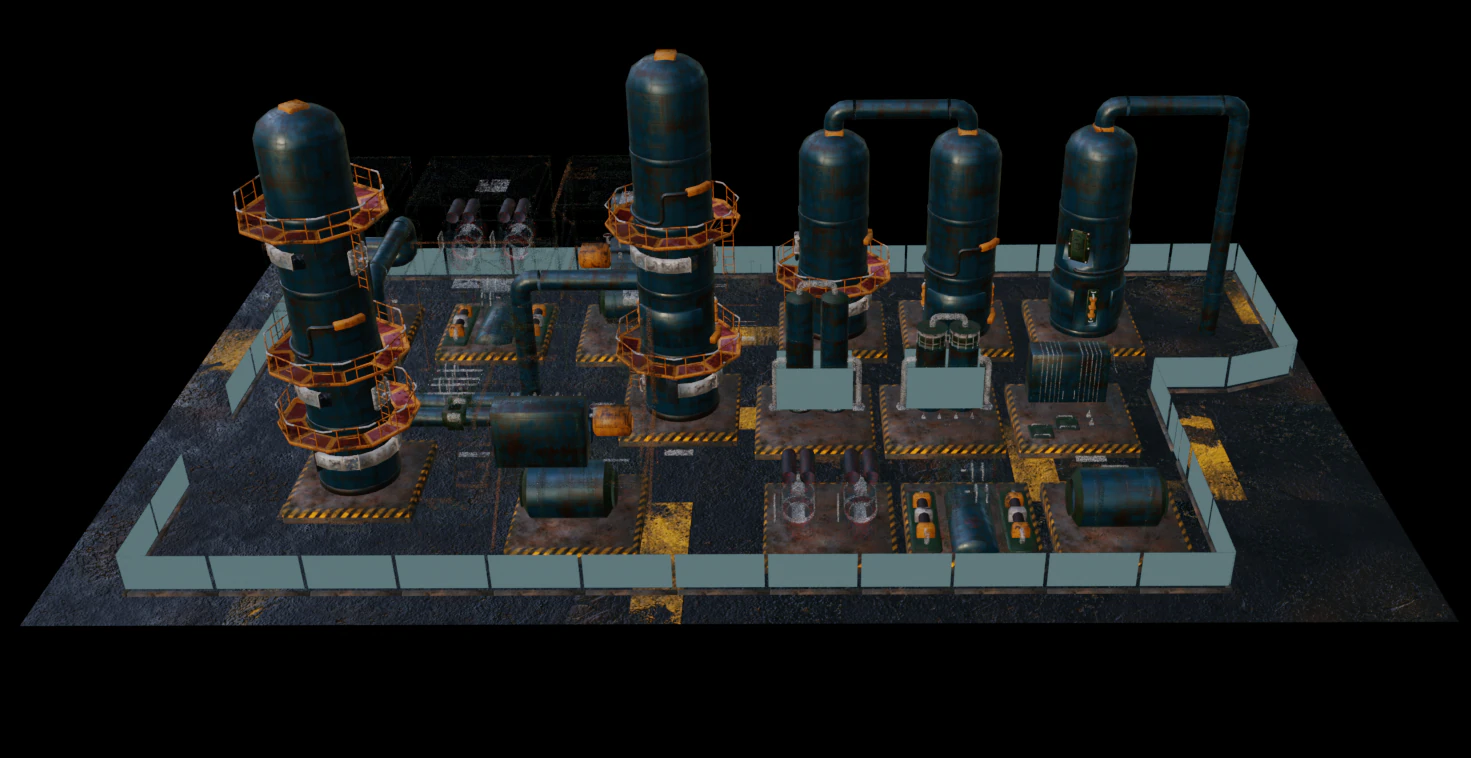 Abandoned refinery 3D Model .c4d .max .obj .3ds .fbx .stl .blend 