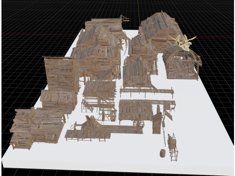 Fishermens wooden house construction 3D Model