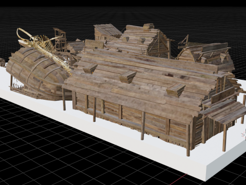 Fishermens wooden house construction Modelo 3D