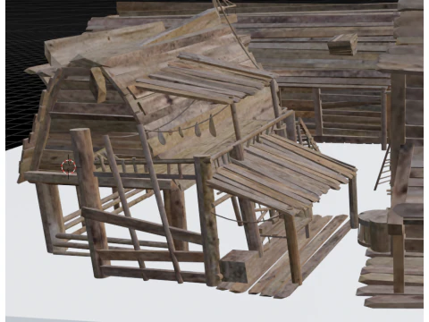 Budowa drewnianego domu rybak&oacute;w Model 3D