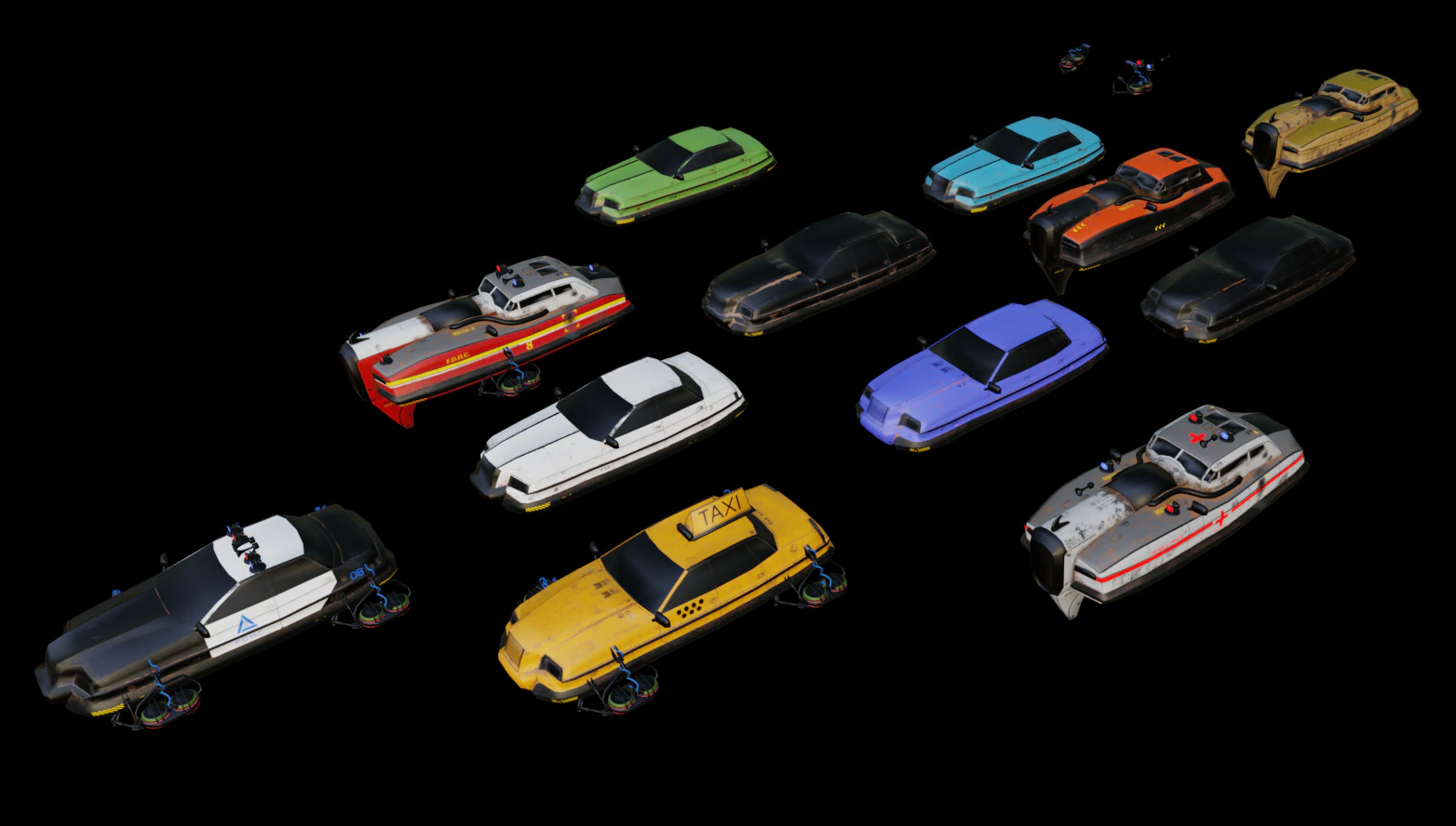 Cyberpunk car 3D Model .c4d .max .obj .3ds .fbx .stl .blend 