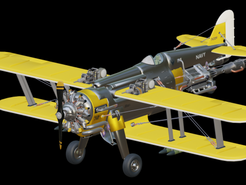 Punk style fighter jet 3D Model