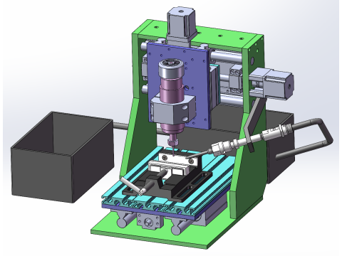 Side axis jet water assisted laser processing device Model 3D