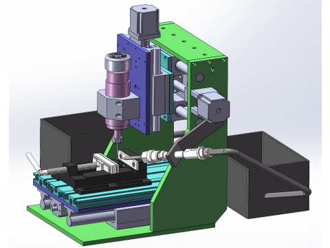 Side axis jet water assisted laser processing device 3D Model