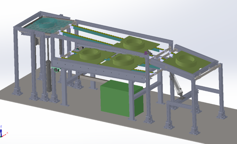 Tray shuttle conveyor line SW 3D editable 3D Model .c4d .max .obj .3ds .fbx .stl .blend