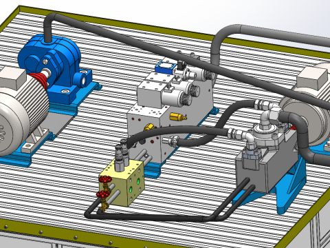 Pressure control valve performance experimental bench Model 3D