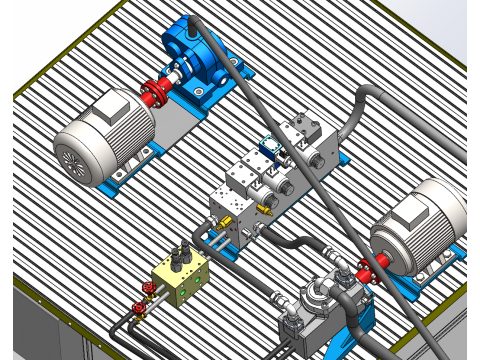 Pressure control valve performance experimental bench Model 3D