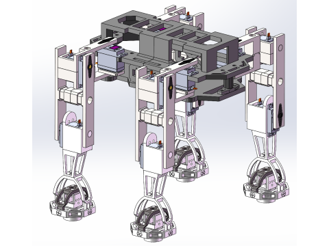 Three dimensional design of quadruped crawling robot SW 3D Model