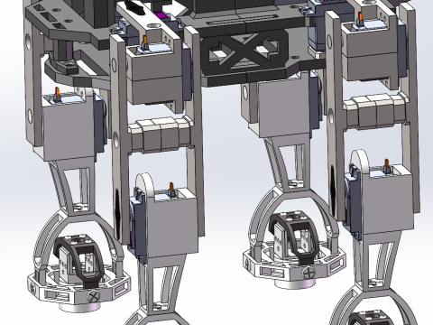 Three dimensional design of quadruped crawling robot SW 3Dモデル