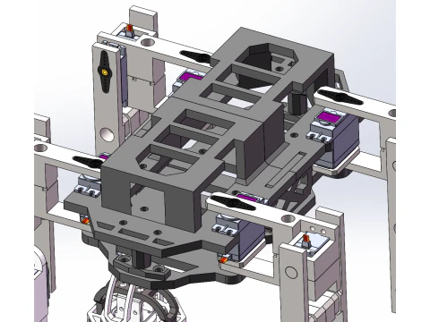 Three dimensional design of quadruped crawling robot SW 3D Model