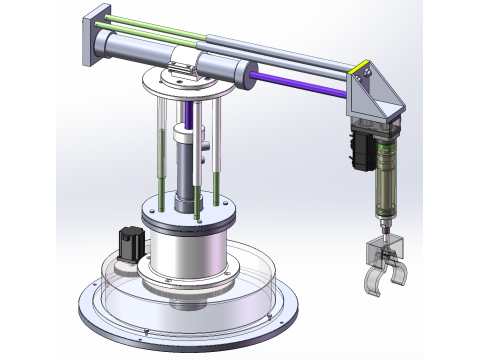 SolidWorks design of cylindrical coordinate manipulator Model 3D