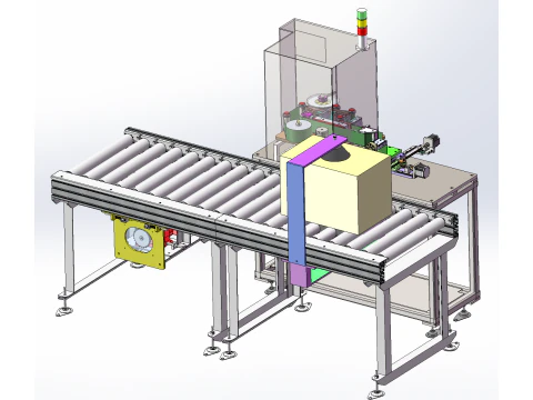 Side labeling machine for cardboard boxes SolidWorks editable 3D Model
