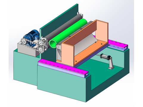 Bamboo rotary cutting machine SolidWorks Modelo 3D