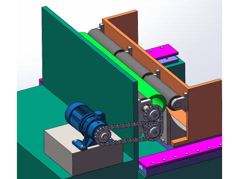 Bamboo rotary cutting machine SolidWorks 3D Model