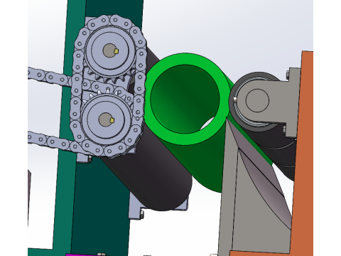Bamboo rotary cutting machine SolidWorks 3D Model