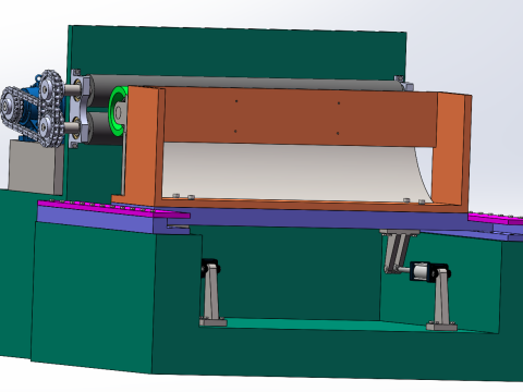 Bamboo rotary cutting machine SolidWorks 3D Model