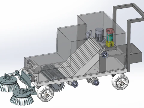 Projeto de ve&iacute;culo automatizado de varredura e coleta de folhas Modelo 3D