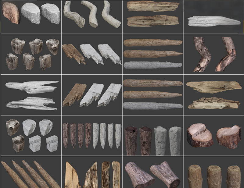 20 piquets en bois pourris Modèle 3D .c4d .max .obj .3ds .fbx .stl .blend 