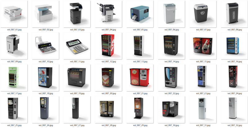 60 types of office equipment Modello 3D .c4d .max .obj .3ds .fbx .stl .blend