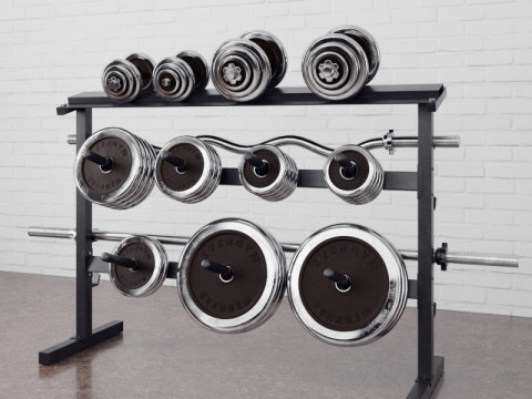 34 types of fitness equipment 3D Model