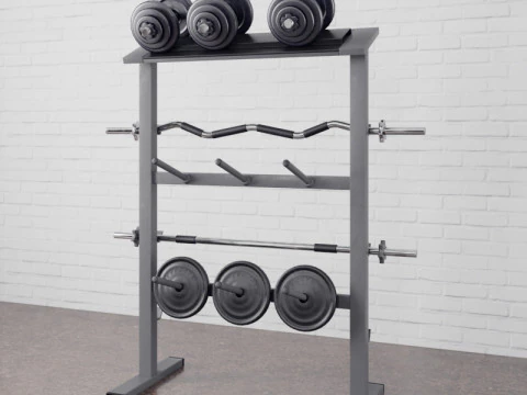34 types of fitness equipment 3D Model