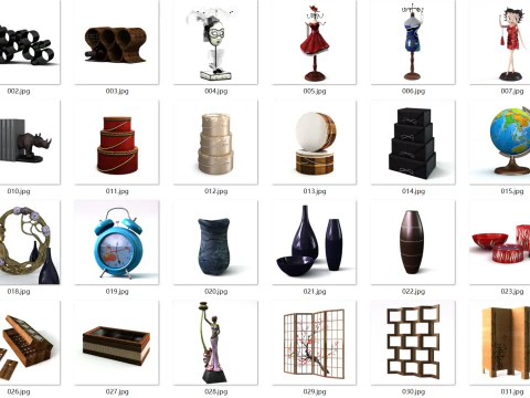 65 interior decorations 3D Model