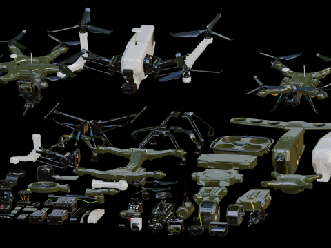 Drones and Parts Modello 3D