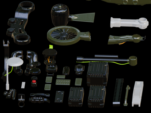 Drones and Parts 3D Model
