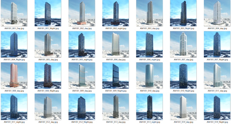 52 skyscrapers 3D Model .c4d .max .obj .3ds .fbx .stl .blend