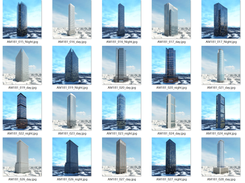 52 skyscrapers 3D Model
