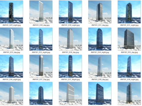 52 skyscrapers 3D Model