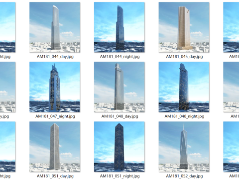 52 skyscrapers 3D Model