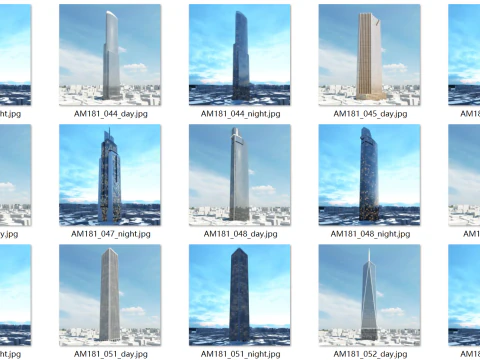 52 skyscrapers 3D Model