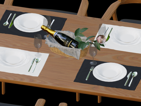 Nordic wooden dining table Model 3D