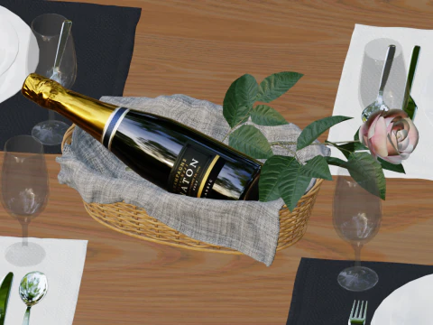 Nordic wooden dining table 3D Model