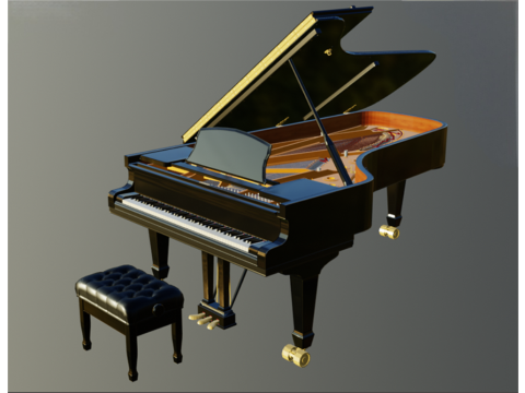 Realistic grand piano Modello 3D