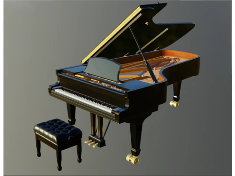 Realistic grand piano 3D Model