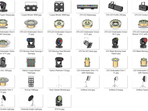 63 stage lighting fixtures Modelo 3D