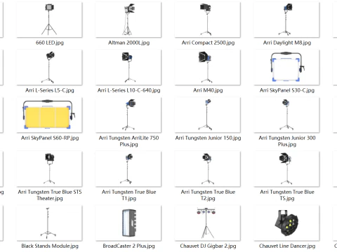 63 stage lighting fixtures 3D Model