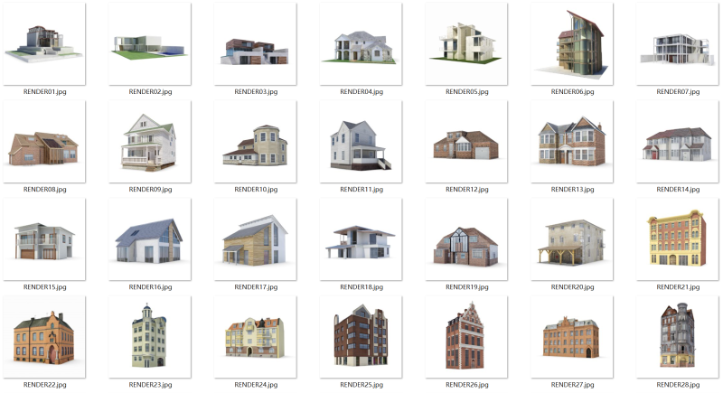 64 sets of housing construction 3D 模型 .c4d .max .obj .3ds .fbx .stl .blend
