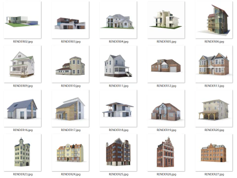 64 ensembles de construction de logements Modèle 3D