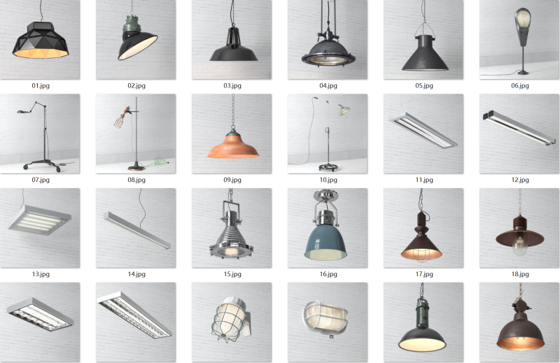 59 industrial pendant lights 3D Model .c4d .max .obj .3ds .fbx .stl .blend 