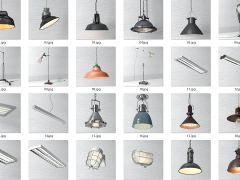 59 luzes pendentes industriais Modelo 3D