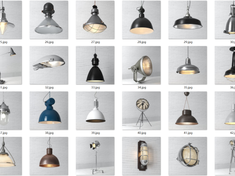 59 industrial pendant lights 3D Model