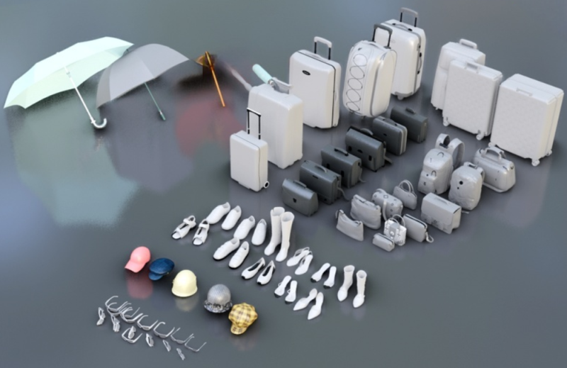 신발 백팩 일용품 3D 모델 .c4d .max .obj .3ds .fbx .stl .blend