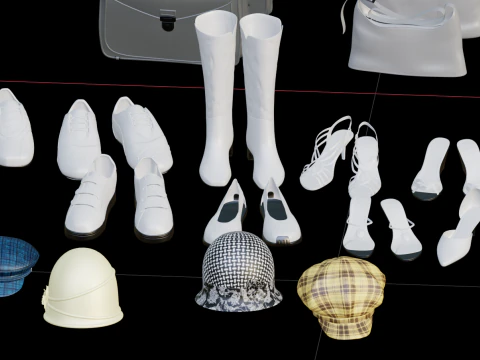 Shoes backpacks daily necessities 3D Model
