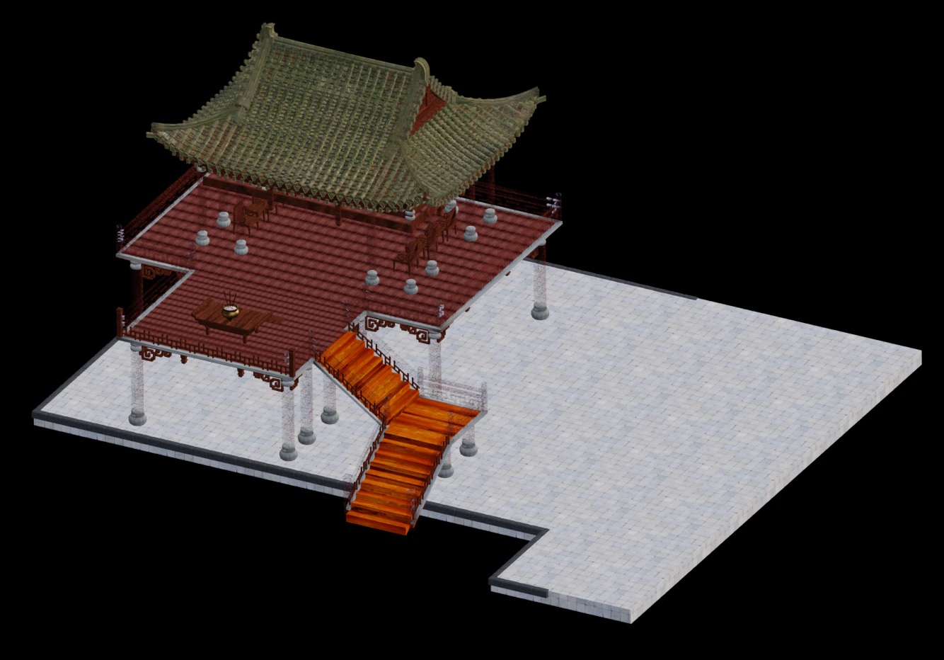 Ancient Yantai Tower Model 3D Model .c4d .max .obj .3ds .fbx .stl .blend 
