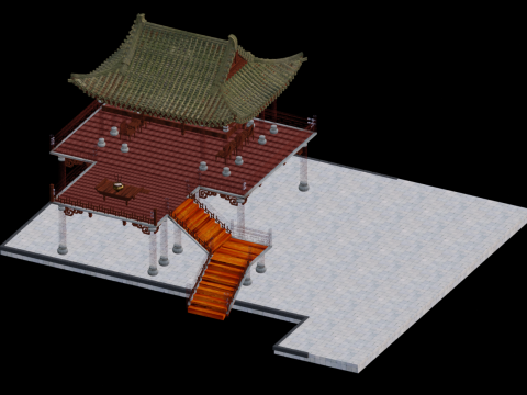 Ancient Yantai Tower Model 3D Model