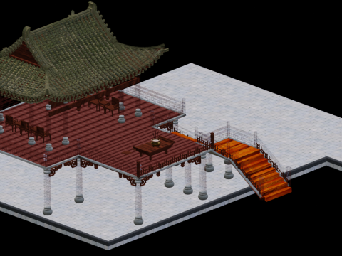Ancient Yantai Tower Model 3D 모델
